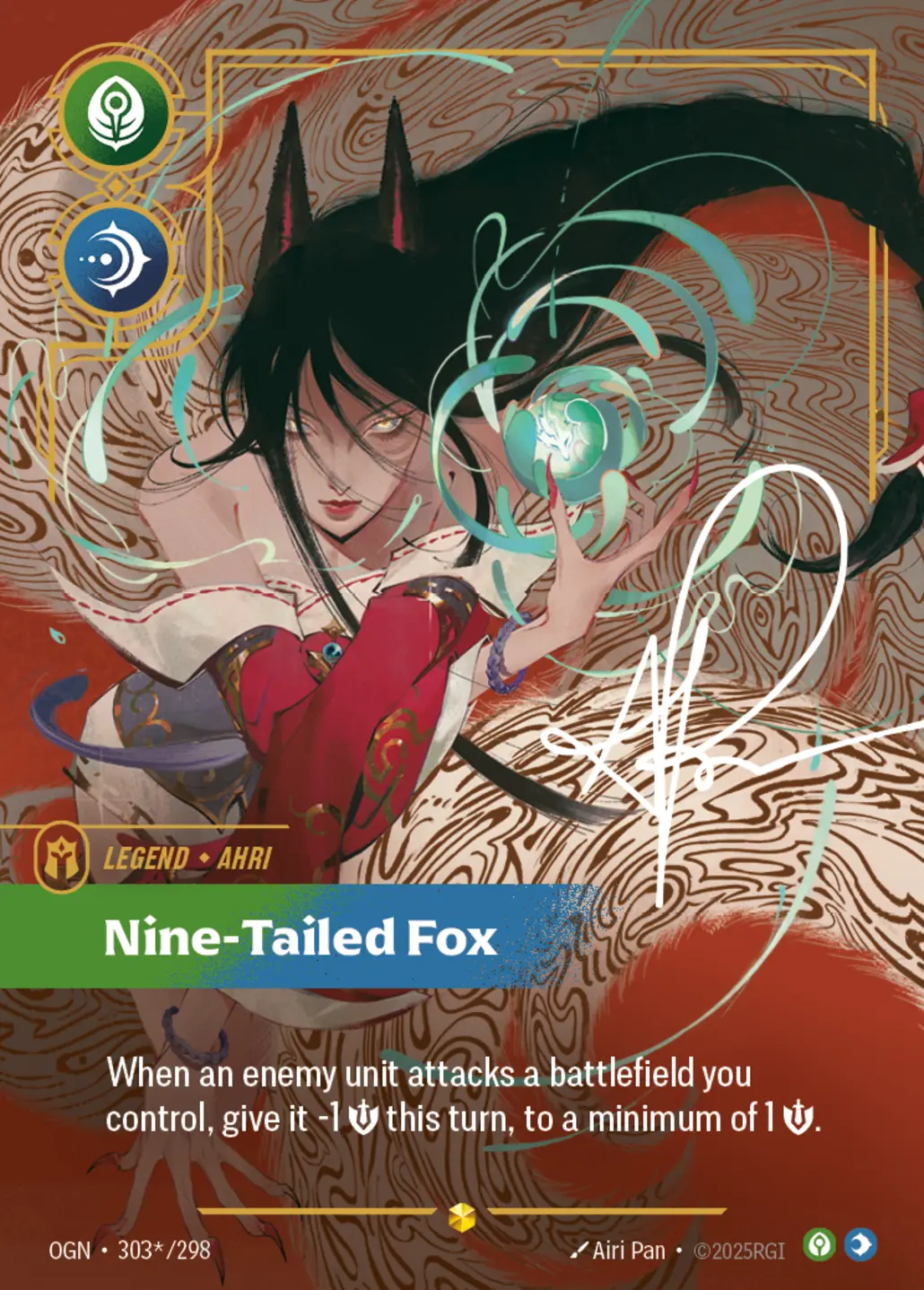 Origins (OGN) · Ahri, Nine-Tailed Fox · #303 (Signed)
