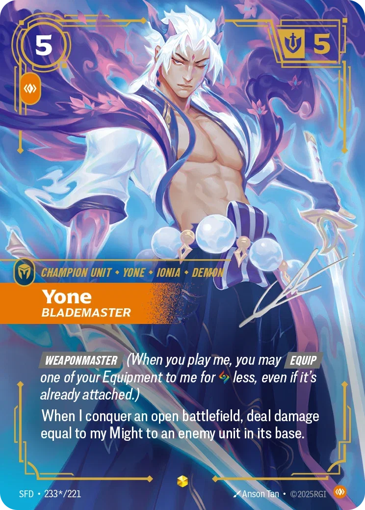 Spiritforged (SFD) · Yone, Blademaster · #233 (Signed)
