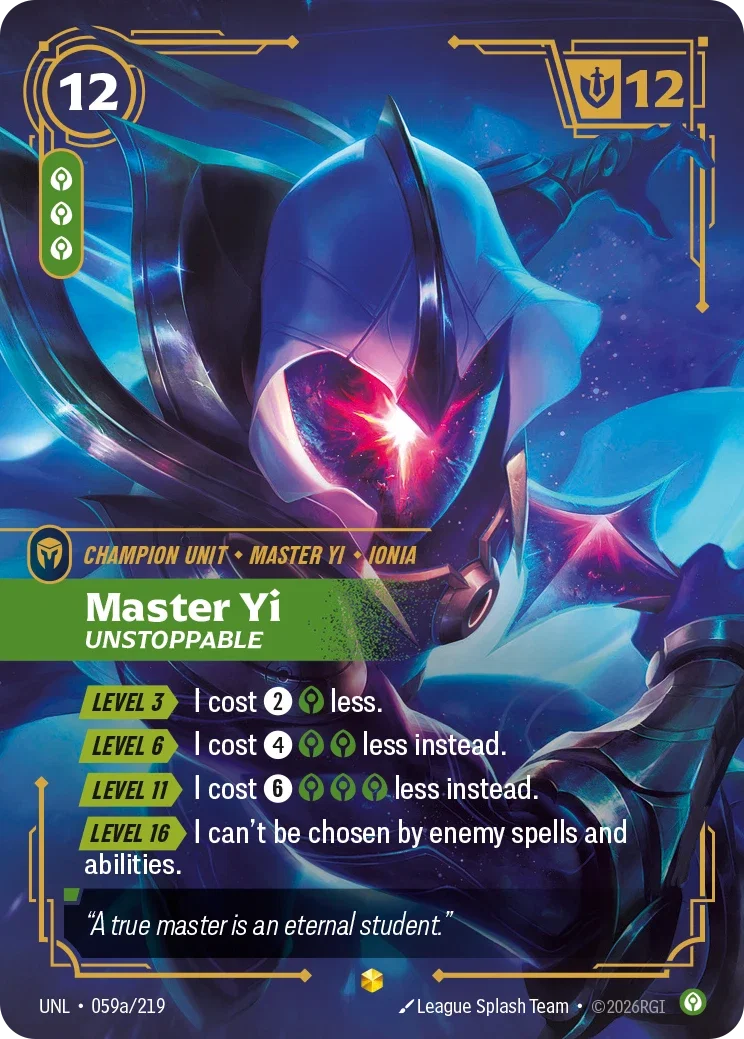 Unleashed (UNL) · Master Yi, Unstoppable · #59 (Alt Art)
