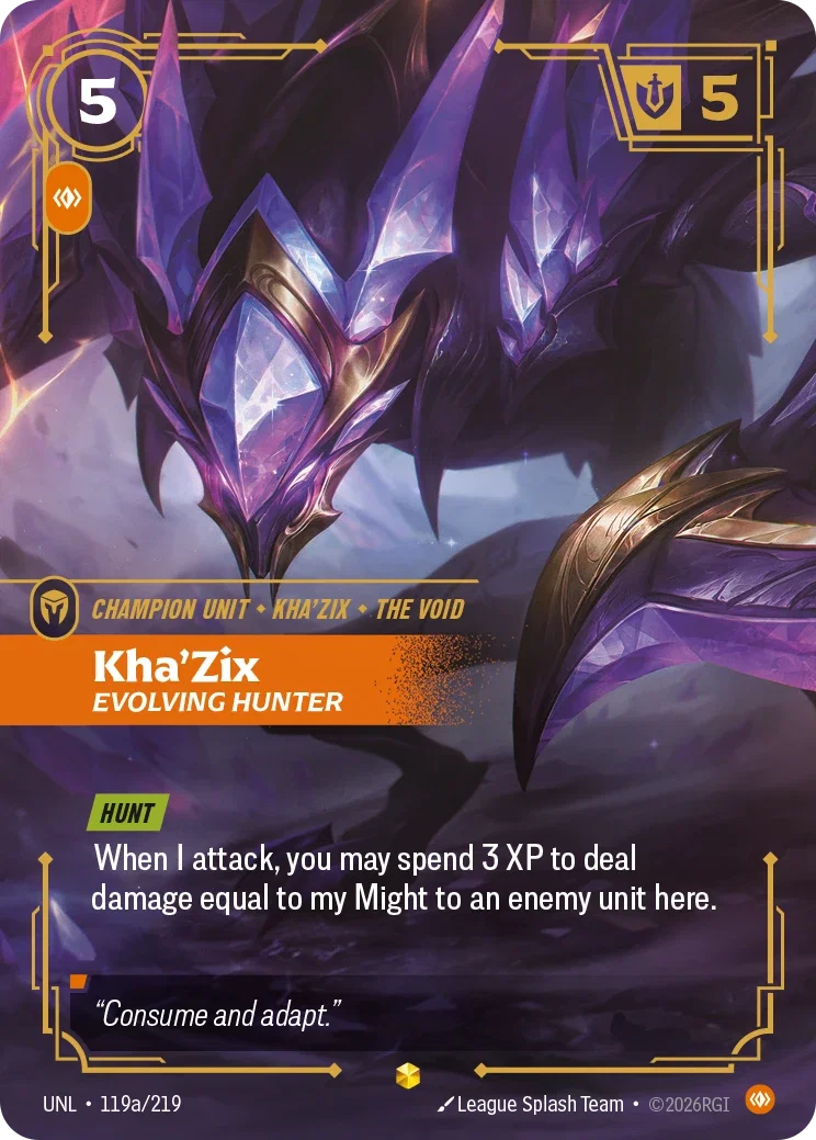 Unleashed (UNL) · Kha'Zix, Evolving Hunter · #119 (Alt Art)