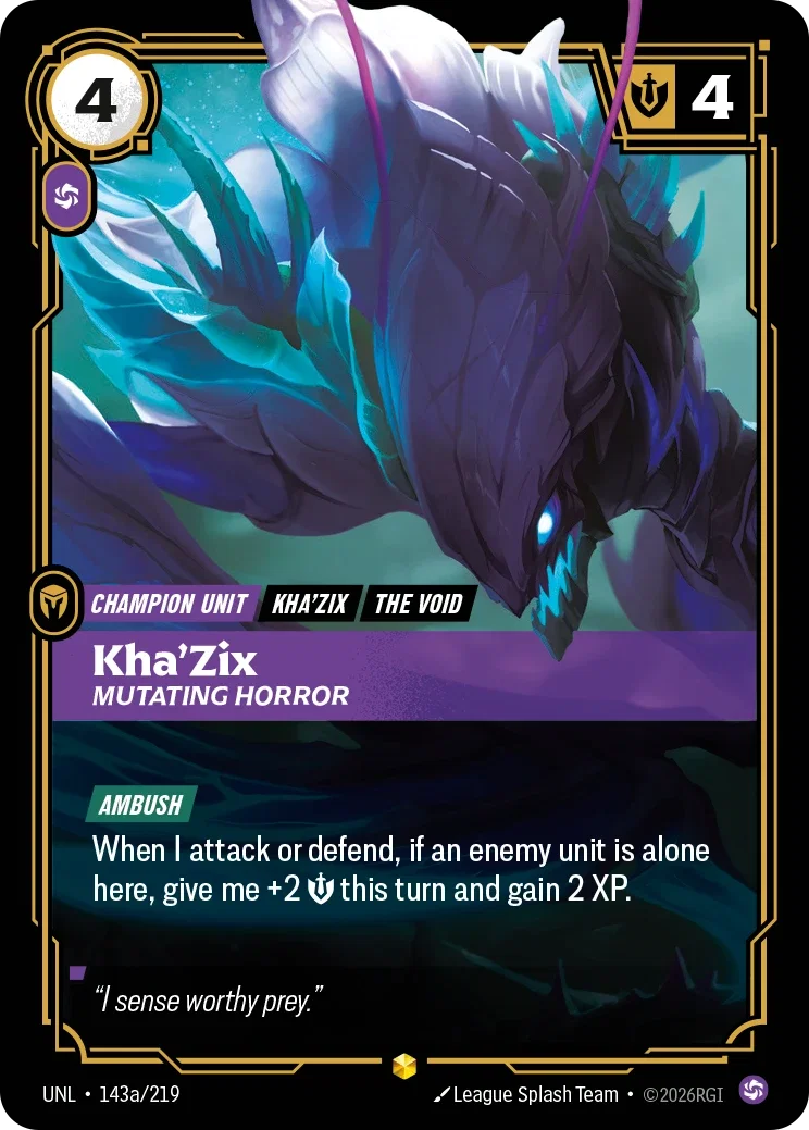 Unleashed (UNL) · Kha'Zix, Mutating Horror · #143 (Alt Art)