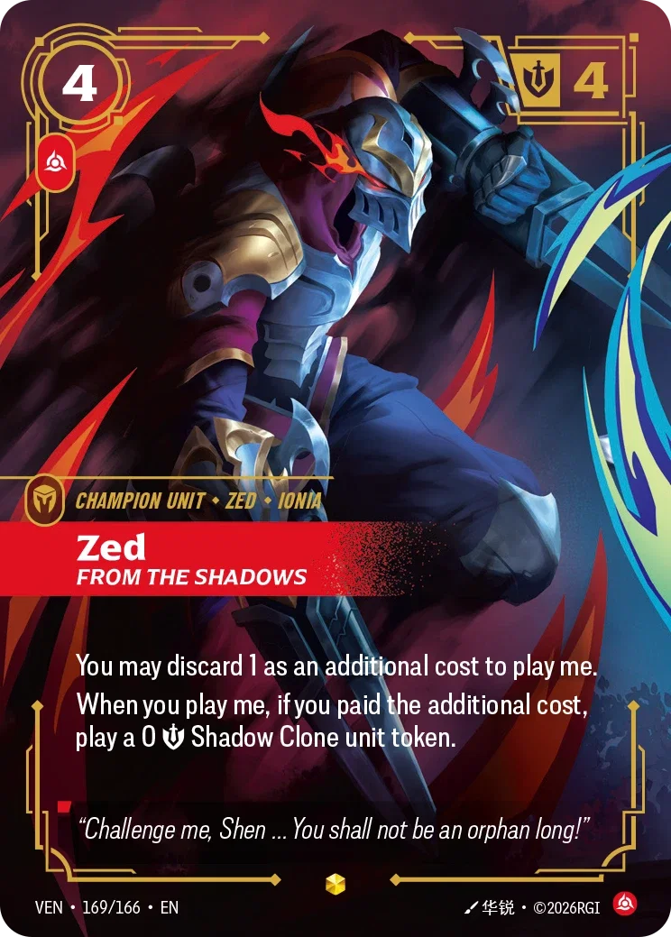 Vendetta (VEN) · Zed, From the Shadows · #169 (Overnumber)